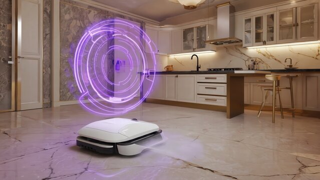 Robot vacuum with holographic navigation interface