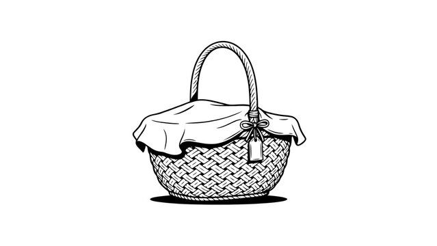 Elegant woven picnic basket with fabric lining and decorative bow for outdoor gatherings and stylish carrying
