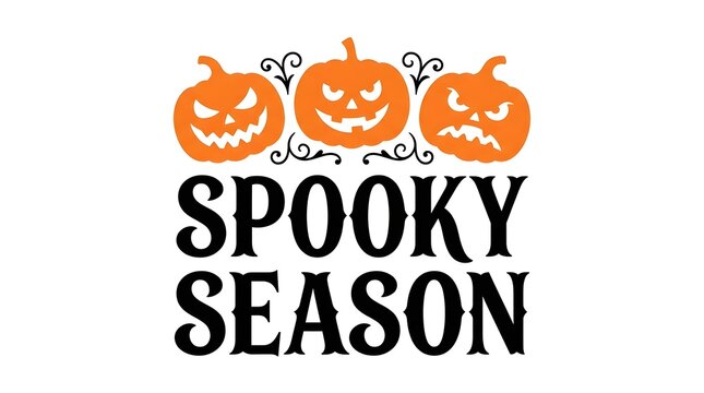 Spooky Season typography with carved jack o lantern pumpkins for Halloween design