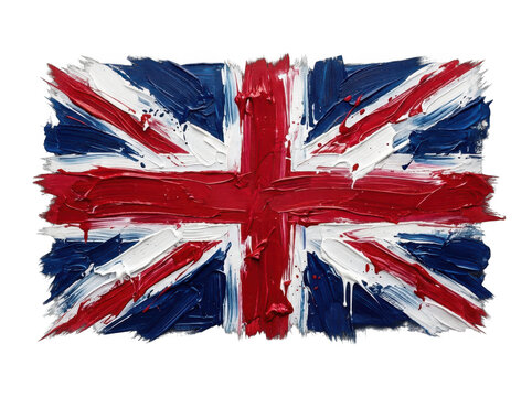 British flag waving slightly on white background isolated on transparent background