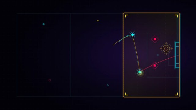 Tactical sports play diagram with animated neon vectors on dark
