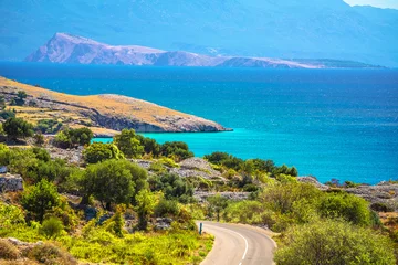 Adriatic archipelago view from Stara Baska on Krk island. Goli otok island © xbrchx