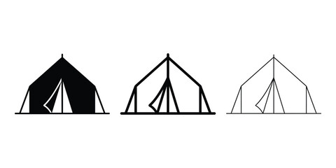 Military tent icon silhouette vector outline and line art © MD