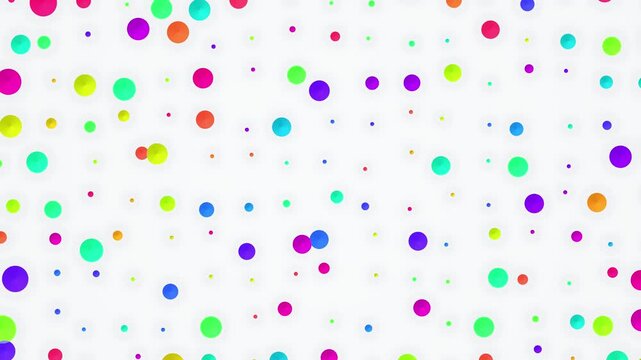 Colorful Polka Dots Pulsating on White Background Seamless Loop