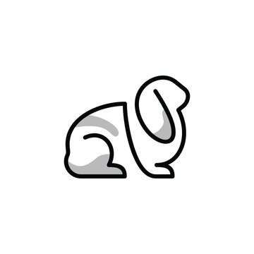 Rabbit Line &ndash; Minimalist Rabbit Line Art Logo Illustration Creative Design Template 