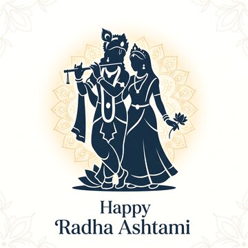 Silhouette illustration of a couple standing together with a flute and lotus flower on mandala background