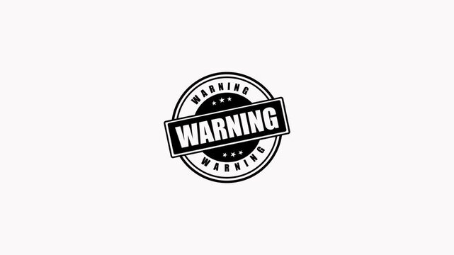 Black and white warning rubber stamp icon set isolated on a plain white background