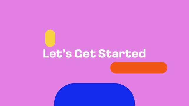 Motion graphics of let's get started typography and dynamic elements with alpha channel