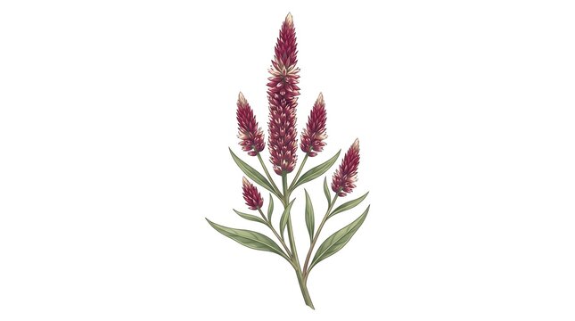 Beautiful watercolor illustration of a purple celosia flower on a white background.