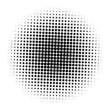 Black abstract dotted halftone on transparent background