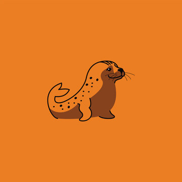 Cute Seal Simple Minimalist Logo Illustration Creative Design Template 
