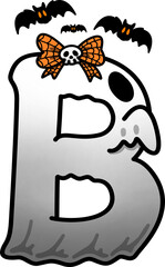 Halloween Spooky Ghost Cartoon Alphabet B Illustration © Maysa