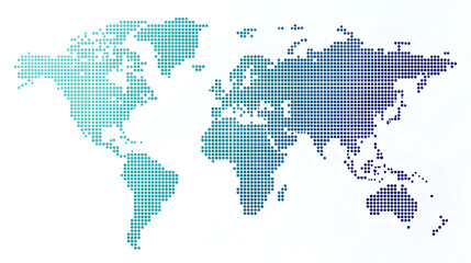 Fototapeta premium World map halftone pattern with blue gradient, global network and geography vector background