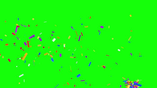 Colorful Confetti Burst and Swirl on Green Screen Chroma Key