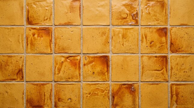 Rustic Ceramic Square Tiles Texture, Warm Earth Tones, Background Pattern