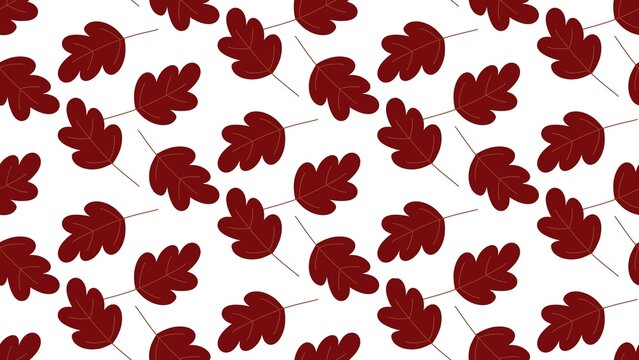 Elegant Dark Red Oak Leaf Seamless Pattern on White Background