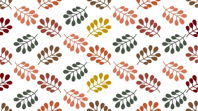 Bold and Scattered Colorful Autumn Botanical Seamless Pattern on White
