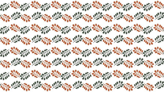 Minimalist Teal and Rust Leaf Stem Seamless Pattern on White