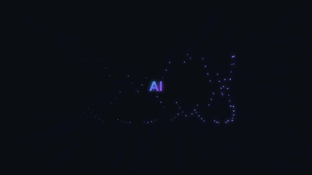 Artificial intelligence logo with glowing blue digital particles