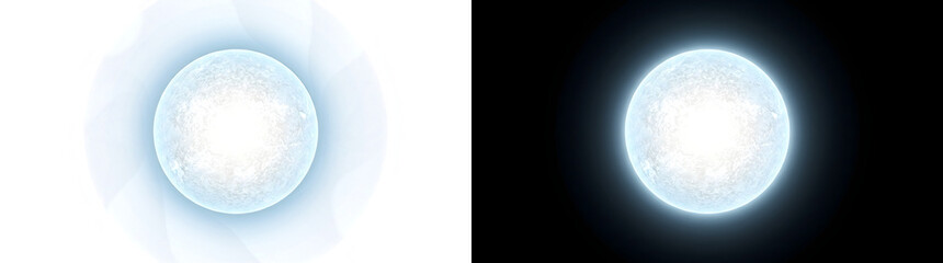 Obraz premium White star sphere with soft luminous glow and pale blue edges perfect for cosmic design projects available in PNG, Transparent and Black Background Versions