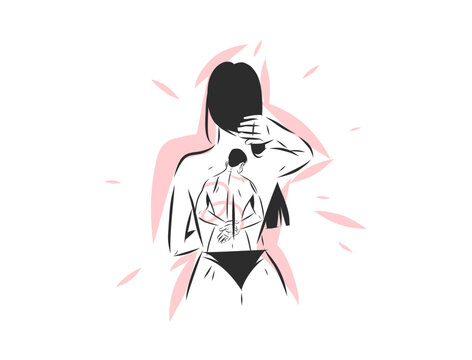 Woman Thinking About a Man, Love and Relationship Psychology, Emotional Attachment, Memories, Inner Feelings and Mental Health Concept, Hand Drawn Vector Illustration