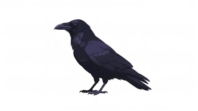 Mysterious black crow illustration, perfect for a spooky Halloween design, evoking autumn's eerie charm and magical night ambiance