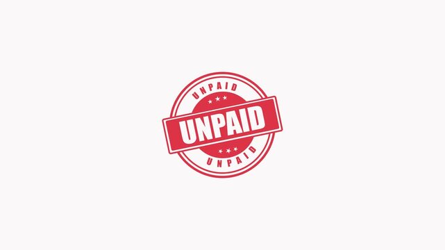 Red Unpaid Rubber Stamp Seal Isolated on White Background for Financial and Business Document Marking