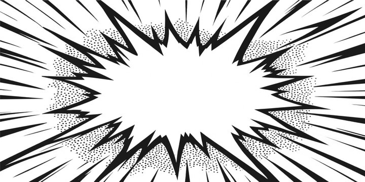 Black white comic speed line explosion radial abstract background vector illustration design template graphic element