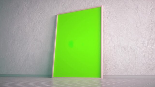 Bright Green Artwork Mockup in Modern Minimalist Interior