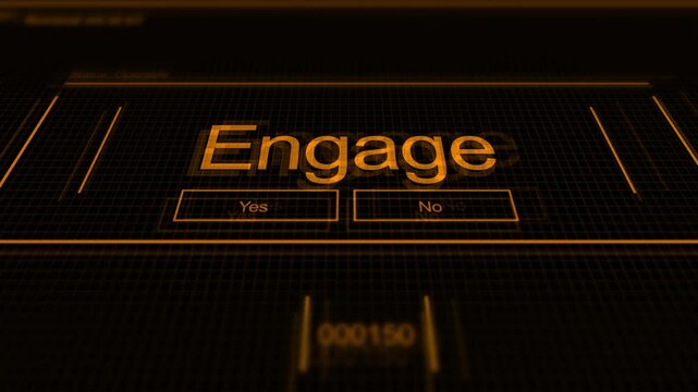 Cinematic Pan Across Futuristic HUD Interface - Engage
