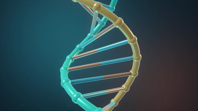 3D Render of Rotating DNA Double Helix Molecule for Genetics and Science Concept