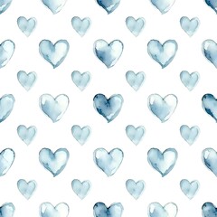 Watercolor blue hearts seamless pattern, hand painted heart background, soft indigo romantic texture for wedding stationery © Abstract Studio 