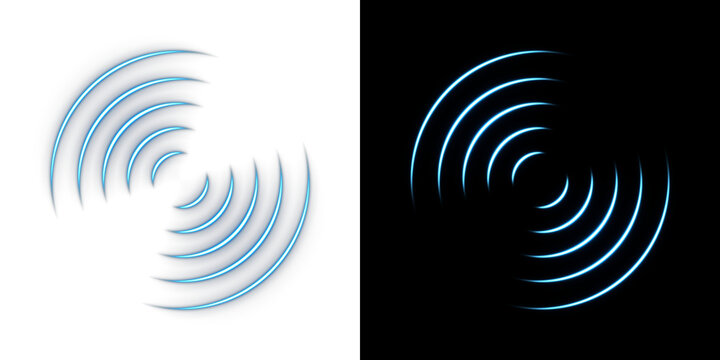 Abstract blue light circle waves representing digital connection speed and motion energy dynamic circular pulse graphic