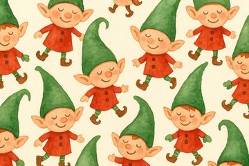 Fototapeta premium Whimsical elves in festive attire