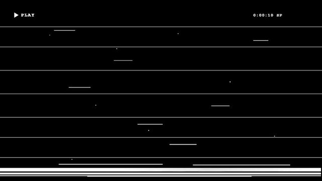 Static TV noise and CRT scanlines overlay for retro presentation background, Video cassette recorder VCR Play Animation with subtle VHS defects and tape artifacts