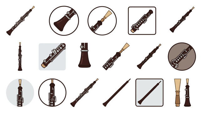 Oboe Collection: Assorted Illustrations of the Double Reed Woodwind Instrument in Various Styles and Close-ups