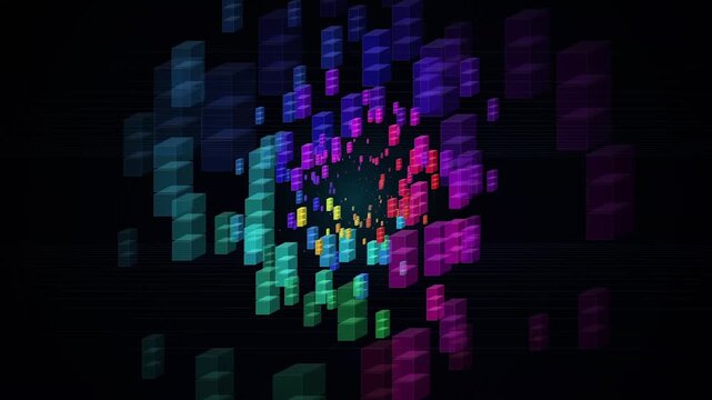 Colorful pixelated digital background texture.