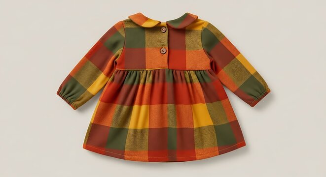 Child's plaid dress with peter pan collar and puffed sleeves