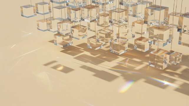 Abstract geometric modular building structures with transparent glass elements