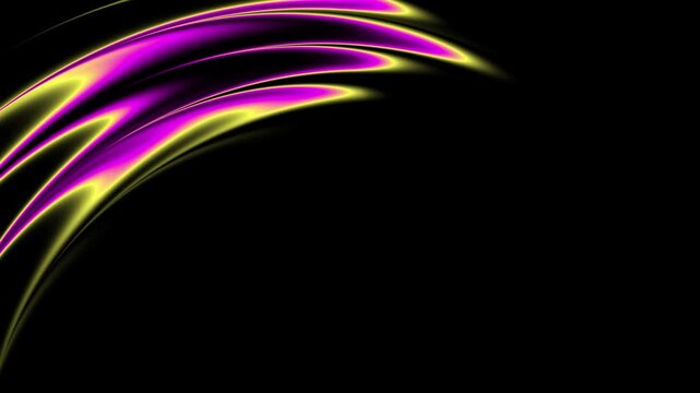 Glowing pink yellow wave silk motion background. Abstract metallic metallic line curve loop. Dynamic neon flowing border effect.