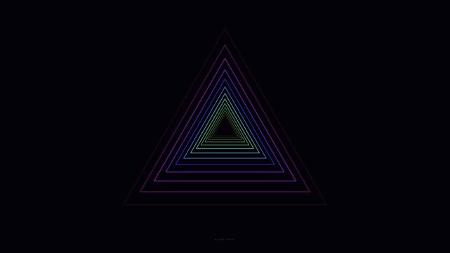 Neon triangle tunnel motion graphic loop background