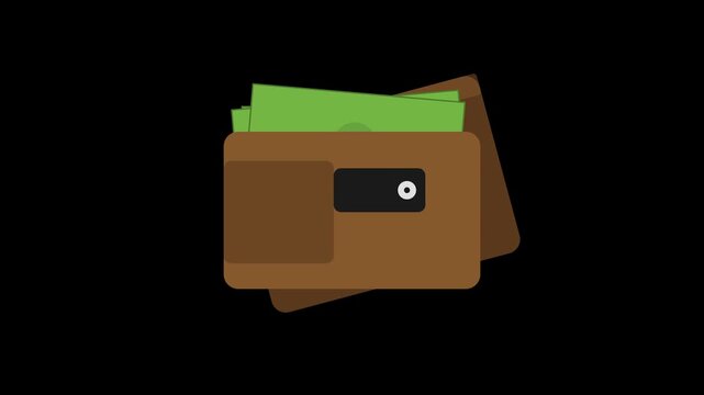 Animated wallet with growing money stack in 4K
