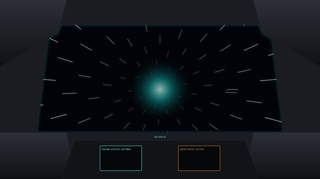 Cinematic hyperspace travel animation with glowing light speed