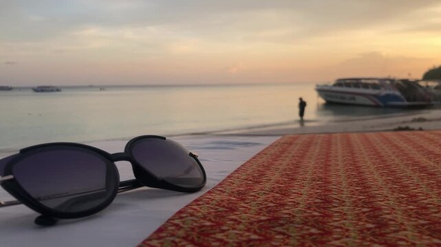 sun glasses on the beach