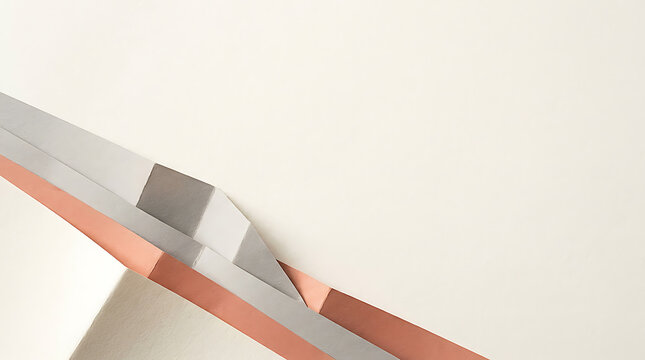Modern abstract background design with copper and silver metallic layered elements