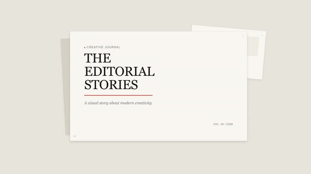 Premium editorial paper cut title animation featuring layered paper sheets, cinematic typography reveal, subtle physical movement, and clean minimalist layout for documentary, magazine, business prese