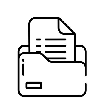 Printer and document paper line art icon vector. Black and white Victor icon perfect for website, office app, business and admin UI design.