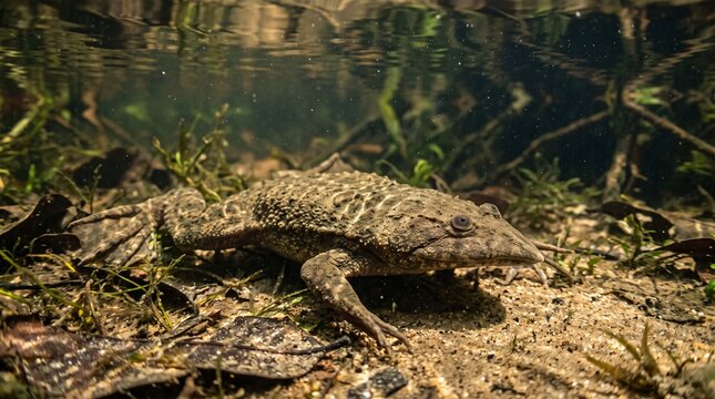 Surinam Toad  in Its Aquatic Habitat (Pipa pipa).