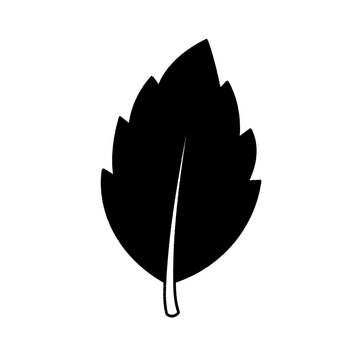 This minimalist hand drawn black silhouette of a leaf features