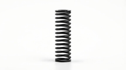 Black metal compression spring in 3d view